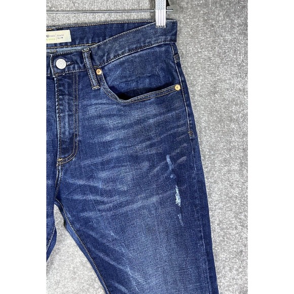Gap Slim Straight Leg Distressed Jeans Mens Size 32x32 Stretch Blue Denim - Picture 6 of 16